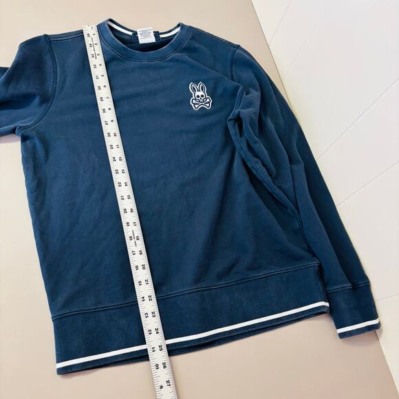 Psycho Bunny Sweatshirt Size Small Men’s Blue Pullover Crew Neck Double Sided - Picture 7 of 8